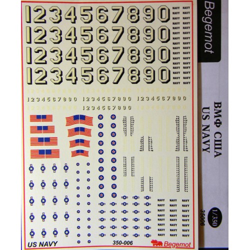 BGM-350006 Begemot decals 1/350 WWII US Navy Flags and Markings decal sheet