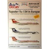 BGM-AVD144005 Begemot/AviaDecals 1/144 Tupolev Tu-134 in Europe decal sheet