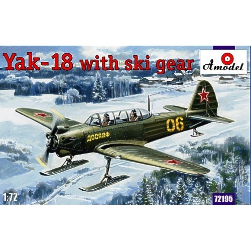 AMO-72195 1/72 Yakovlev Yak-18 Soviet Tandem Two-Seat Military Primary Trainer Aircraft on skis model kit