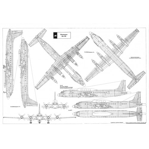 PLS-100120 1/100 Ilyushin Il-20 Coot Full Size Scale Plans (one A1 format pages)