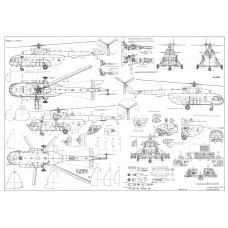 PLS-72027 1/72 Mil Mi-8MT helicopter Full Size Scale Plans (A2 format page)