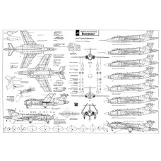 PLS-72048 1/72 Buccaneer strike aircraft Full Size Scale Plans (A1 format page)