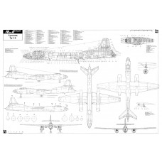 PLS-72053 1/72 Tupolev Tu-14 Bosun Soviet bomber Full Size Scale Plans (A1 page)