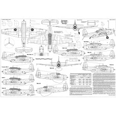 PLS-72092 1/72 Grumman TBF/TBM-1 Avenger torpedo bomber Full Size Scale Plans (1xA2 p)