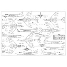 PLS-72093 1/72 Hawker Hunter fighter aircraft and Tupolev PS-35 Full Size Scale Plans (2xA2 p)