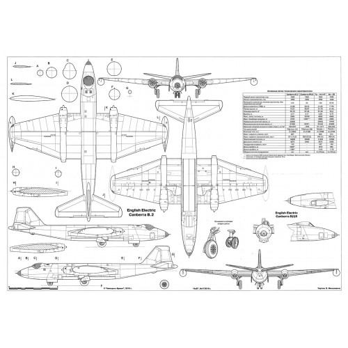 PLS-72097 1/72 English Electric Canberra bomber Full Size Scale Plans (2xA2 p)